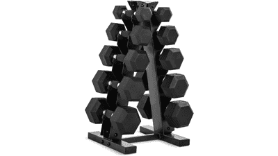 CAP Barbell Rubber Dumbbell Set with Rack