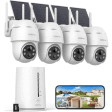 COOAU 4MP Solar Security Camera System: Wireless, 360° View, 64GB
