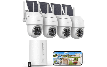 COOAU 4MP Solar Security Camera System: Wireless, 360° View, 64GB