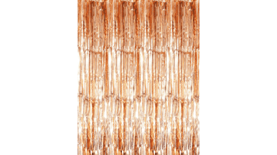 Champagne Gold Foil Fringe Curtain - 3.2ft x 9.8ft Metallic Tinsel Backdrop