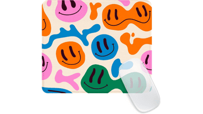 Cute Smiley Face Mouse Pad - Retro Hippie Design