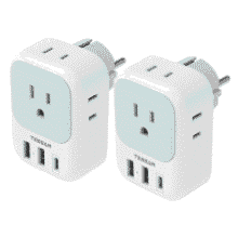 EU Plug Adapter with USB C, Germany France Power Adapter