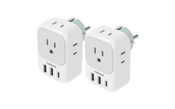 EU Plug Adapter with USB C, Germany France Power Adapter