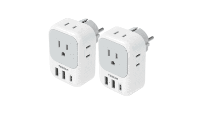 EU Plug Adapter with USB C, Germany France Power Adapter