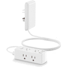 Flat Plug Power Strip with USB - 6 Outlets, Surge Protector