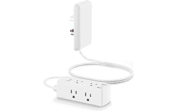 Flat Plug Power Strip with USB - 6 Outlets, Surge Protector