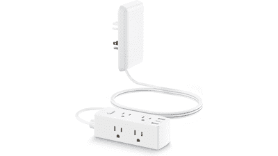 Flat Plug Power Strip with USB - 6 Outlets, Surge Protector