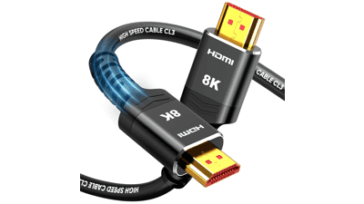 Highwings 8K HDMI 2.1 Cable - 15 FT, 48Gbps, CL3 Rated