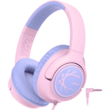 IClever Kids Headphones - 85dBA Safe, Foldable, Pink