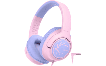 IClever Kids Headphones - 85dBA Safe, Foldable, Pink
