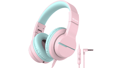 IClever Kids Headphones with Mic - Pink - Safe & Foldable