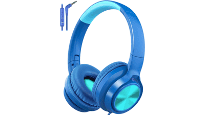 Kids Headphones with Microphone - Safe Volume, Perfect for School & Travel