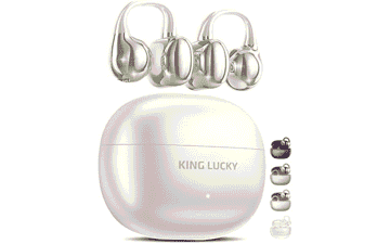 King Lucky Open Ear Wireless Earbuds: 50H Playtime, Mic & Waterproof