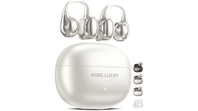 King Lucky Open Ear Wireless Earbuds: 50H Playtime, Mic & Waterproof
