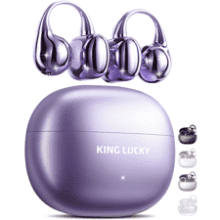 King Lucky Purple Clip-on Open Earbuds: 50H Play, Mic, Waterproof