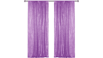 Lavender Sequin Backdrop Curtain - 2FTx8FT Sparkle Drapes for Parties & Weddings