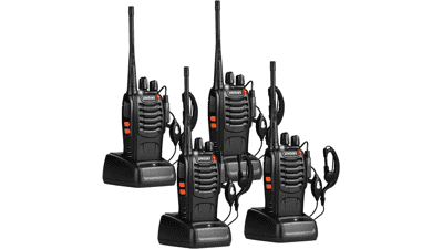 Long Range Walkie Talkies with Earpieces (4 Pack)