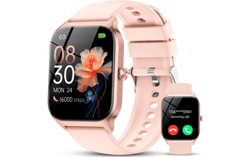 Lotus Root Pink Smart Watch - Fitness, Calls & More!