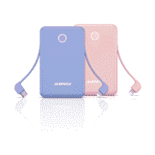 Mini Portable Charger 2-Pack: 6000mAh Power Bank with Built-in Cable
