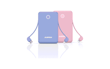 Mini Portable Charger 2-Pack: 6000mAh Power Bank with Built-in Cable