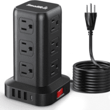 Mini Power Strip Tower with USB C PD 20W - 12 AC Outlets & 4 USB Ports