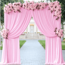 Pink Party Backdrop: 10ft x 8ft Wrinkle-Free Polyester Curtain