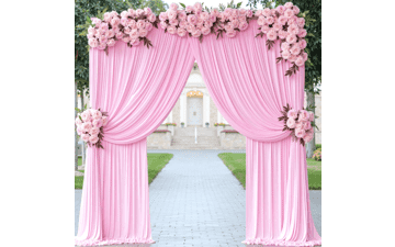 Pink Party Backdrop: 10ft x 8ft Wrinkle-Free Polyester Curtain