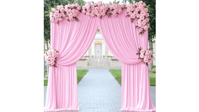 Pink Party Backdrop: 10ft x 8ft Wrinkle-Free Polyester Curtain