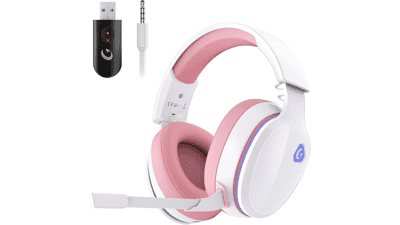 Pink Wireless Gaming Headset: PS5, PS4, PC, Switch - 40H Battery