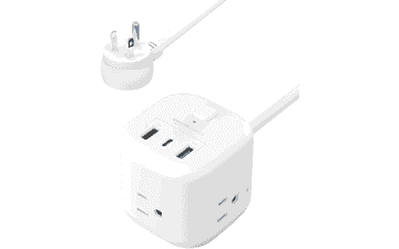 Power Strip Cube: 3 Outlets, 3 USB Ports - Perfect for Home, Office, Travel