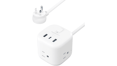Power Strip Cube: 3 Outlets, 3 USB Ports - Perfect for Home, Office, Travel