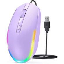 Purple RGB Wired Mouse - USB Computer Mouse for Laptop