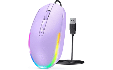 Purple RGB Wired Mouse - USB Computer Mouse for Laptop