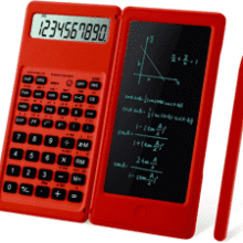 Red Scientific Calculator with Notepad - Student Essentials
