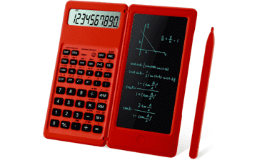 Red Scientific Calculator with Notepad - Student Essentials