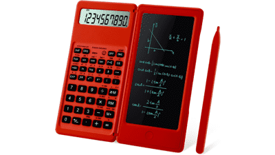 Red Scientific Calculator with Notepad - Student Essentials