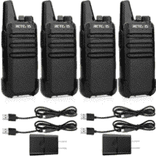 Retevis RT22 Walkie Talkies: Long Range, Rechargeable 2-Way Radios (4-Pack)