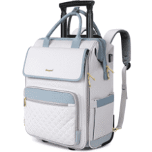 Rolling Laptop Backpack for Women, Travel Carry on Luggage