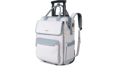 Rolling Laptop Backpack for Women, Travel Carry on Luggage