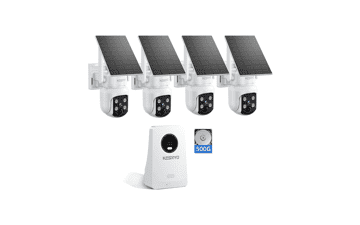 Solar Security Camera Wireless Outdoor 4 Cam Kit: 360° PTZ & Color Night Vision