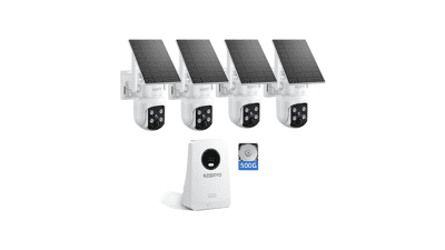 Solar Security Camera Wireless Outdoor 4 Cam Kit: 360° PTZ & Color Night Vision