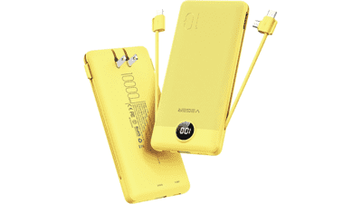 VEGER Portable Charger: 10000mAh Power Bank with Built-in Cables