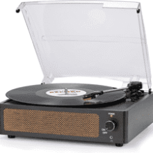 Vintage Vinyl Record Player with Speakers - 3-Speed Turntable