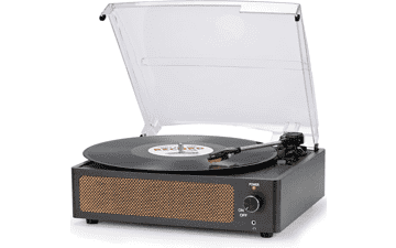 Vintage Vinyl Record Player with Speakers - 3-Speed Turntable