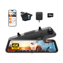 WOLFBOX 4K Mirror Dash Cam: Voice Control, GPS & 64GB Included
