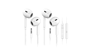 Wired Earbuds with Mic - Crystal Clear Calls - 2 Pack