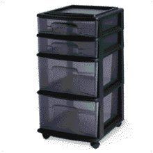4-Tier Rolling Storage Cart - Clear Plastic Drawer Organizer