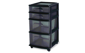 4-Tier Rolling Storage Cart - Clear Plastic Drawer Organizer