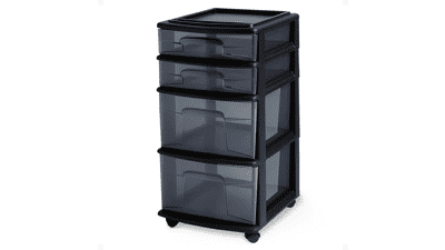 4-Tier Rolling Storage Cart - Clear Plastic Drawer Organizer