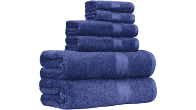 Amazon Basics Navy Blue 6-Piece Towel Set
